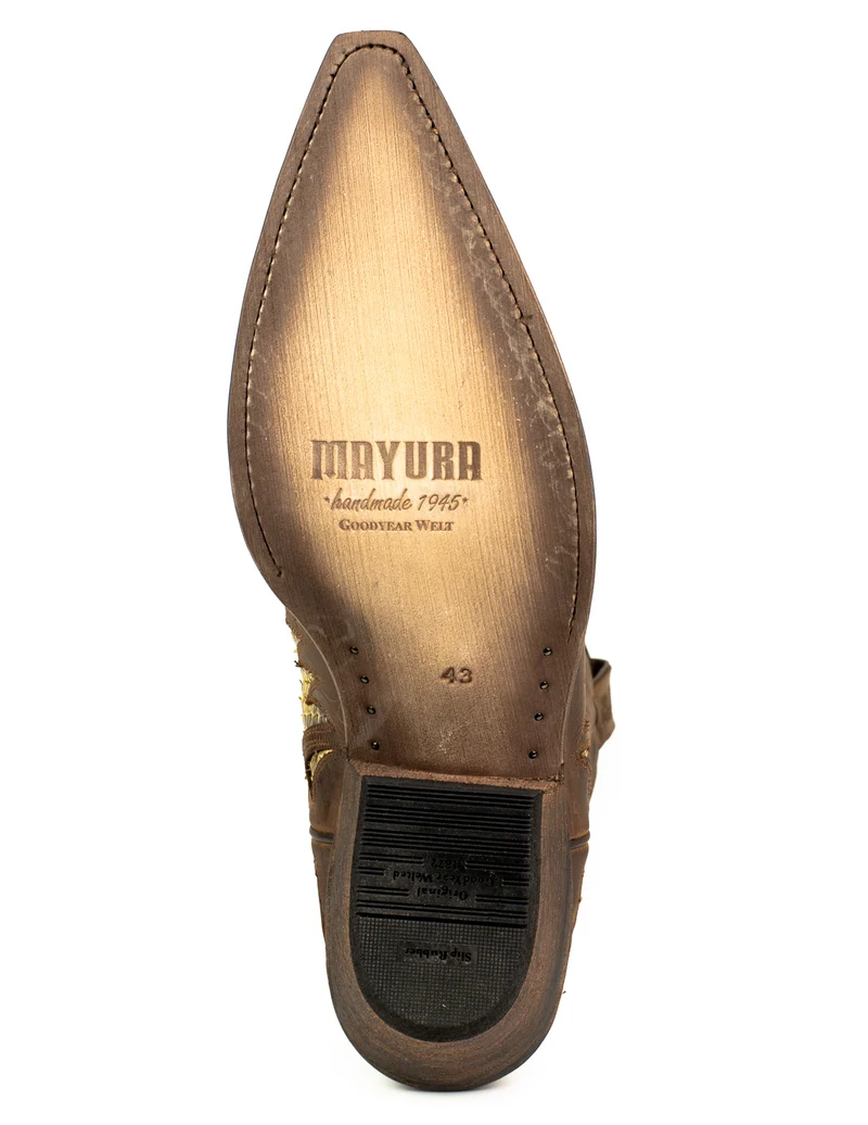 Handgefertigte Westernstiefel CowboyStiefel für Herren aus braunem und gelbem geöltem Leder 2567 Texanas