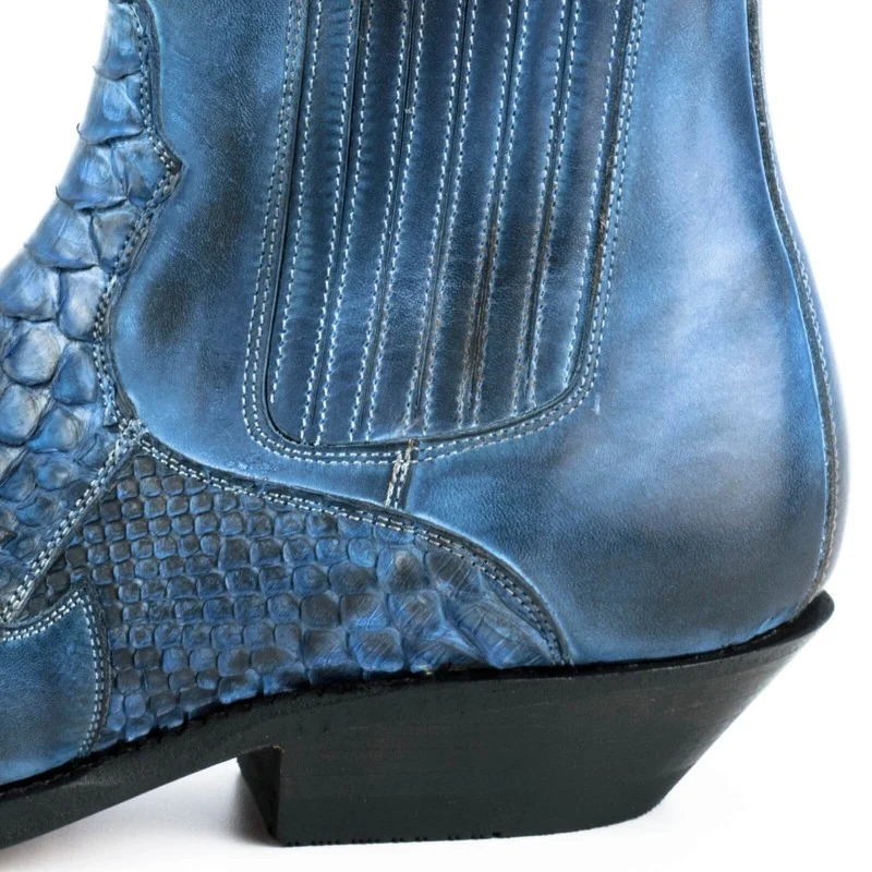 Handgefertigte Cowboystiefel oder Stiefeletten für Damen und Herren Blau Urban und Exotics 2500