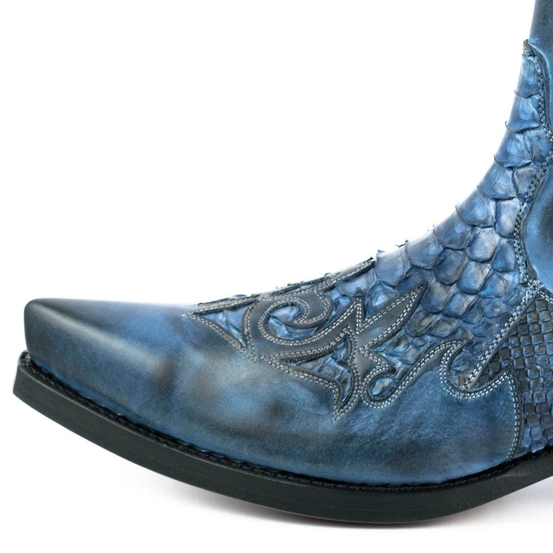 Handgefertigte Cowboystiefel oder Stiefeletten für Damen und Herren Blau Urban und Exotics 2500