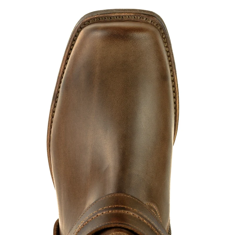 Herren Biker Moto und Motard Boots 005 Handgefertigtes braunes Leder