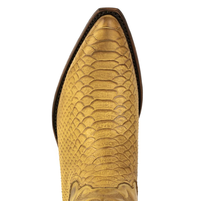 Handgefertigte Westernstiefel CowboyStiefel für Damen aus gelbem Leder 2524