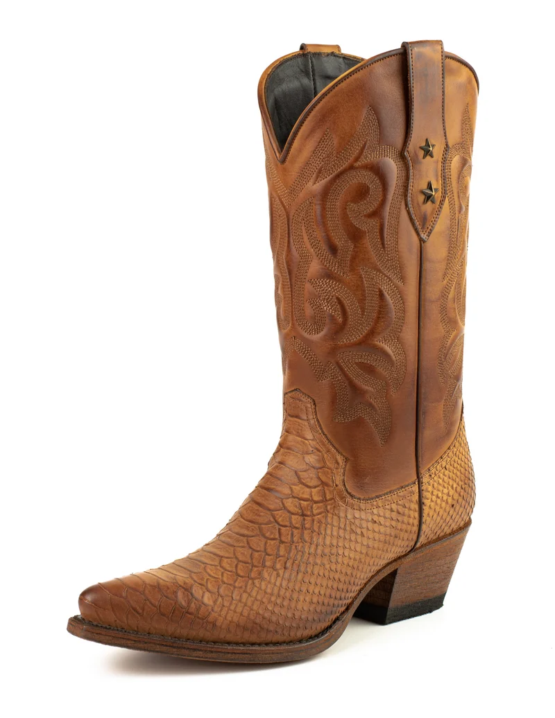 Westernstiefel CowboyStiefel für Damen handgefertigt, braunes Leder, 2524