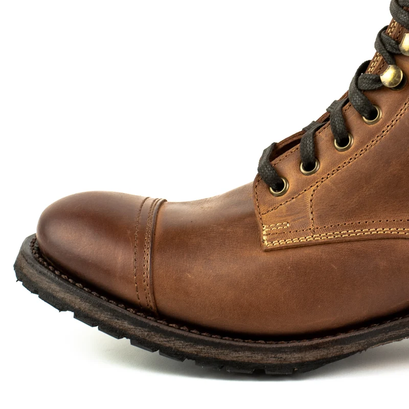 Handgefertigte urbane Schnürstiefel aus braunem Leder für Herren 2478
