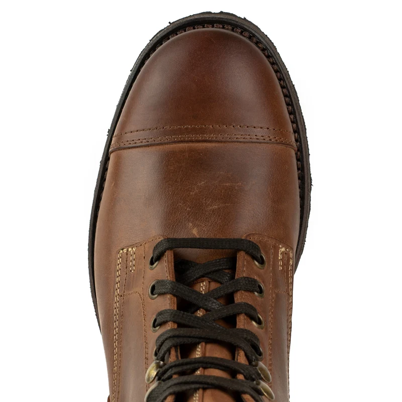 Handgefertigte urbane Schnürstiefel aus braunem Leder für Herren 2478