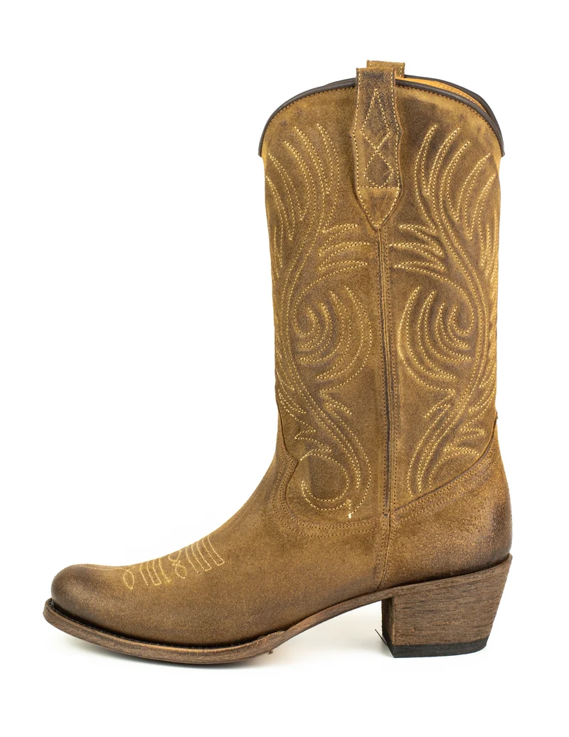Westernstiefel Cowboystiefel für Damen, handgefertigt, Wildleder, Braun, 2526