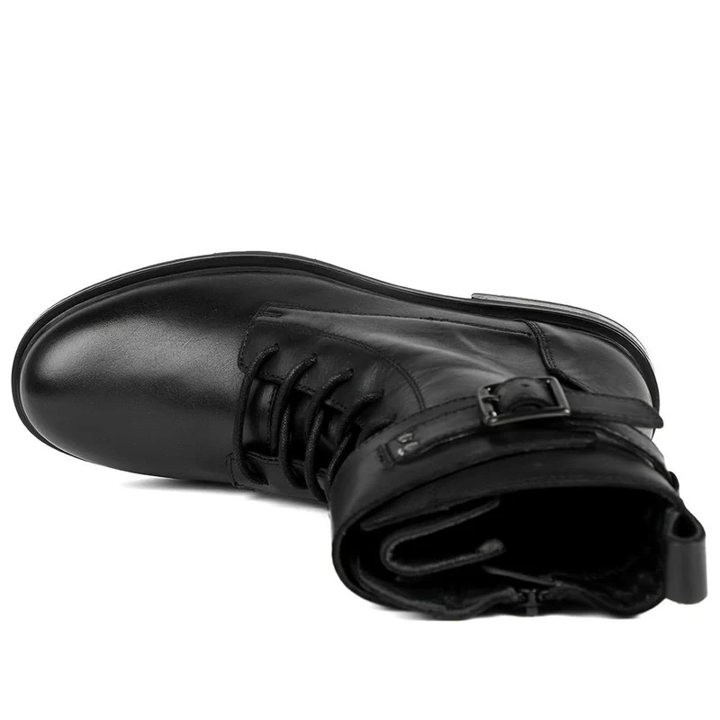 Marisa Buckle-Detailed Leather Military Boots - MARISA / 328 480 - Black