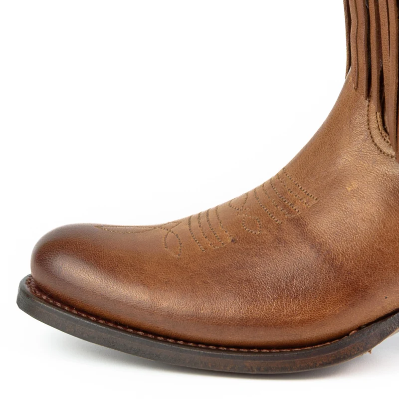 Westernstiefel CowboyStiefel für Damen handgefertigt aus braunem Leder mit Fransen, 2475