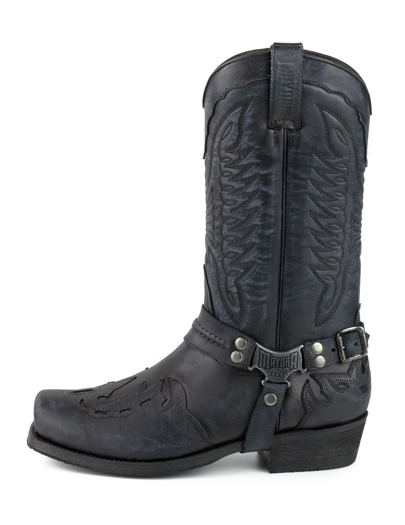 Herren Biker Motard Boots 2471 Handgefertigtes Wildleder Schwarz