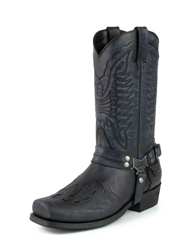 Herren Biker Motard Boots 2471 Handgefertigtes Wildleder Schwarz