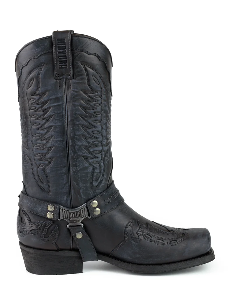 Herren Biker Motard Boots 2471 Handgefertigtes Wildleder Schwarz