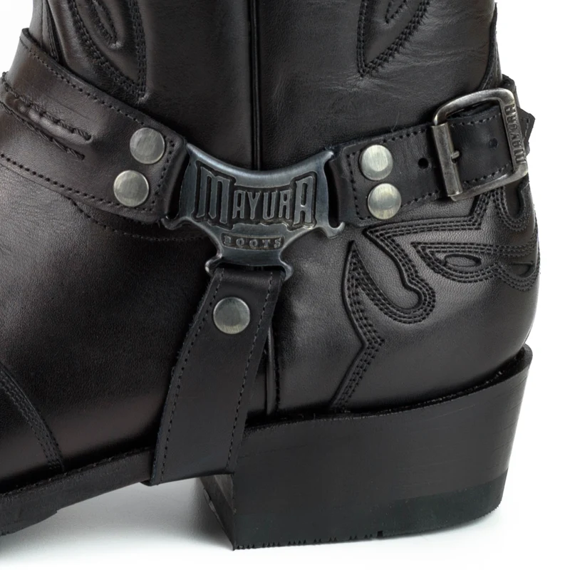 Herren Biker Motard Boots 2471 Handgefertigtes schwarzes Leder