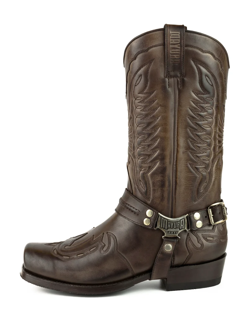 Herren Biker Motard Boots 2471 Handgefertigtes braunes Leder