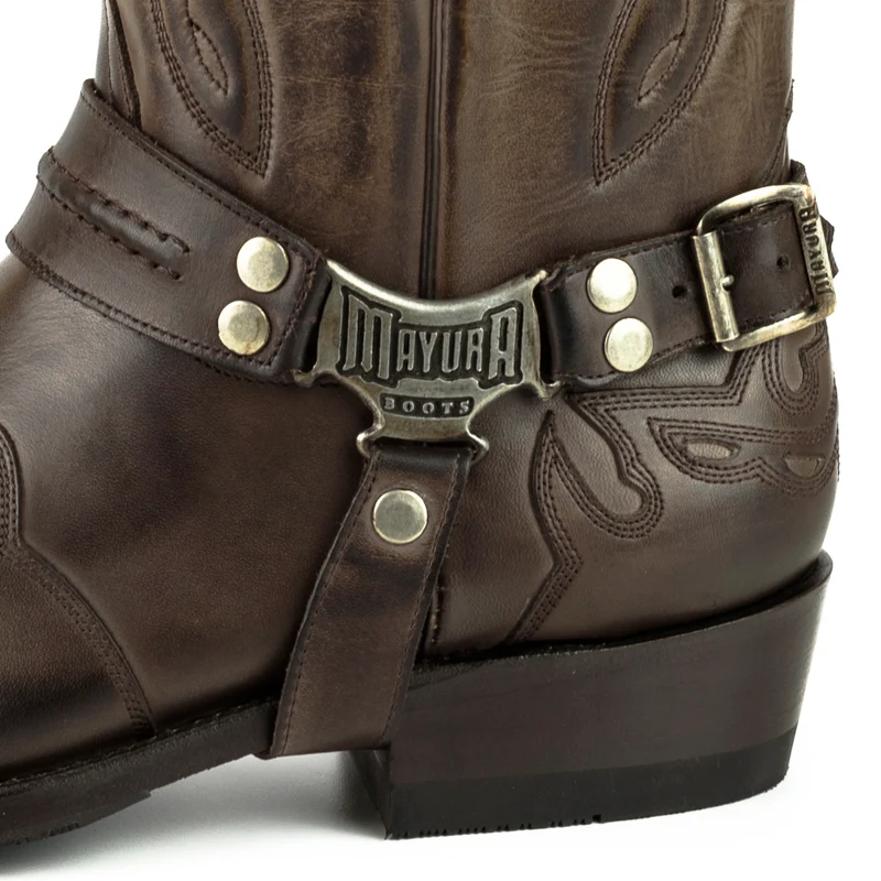 Herren Biker Motard Boots 2471 Handgefertigtes braunes Leder
