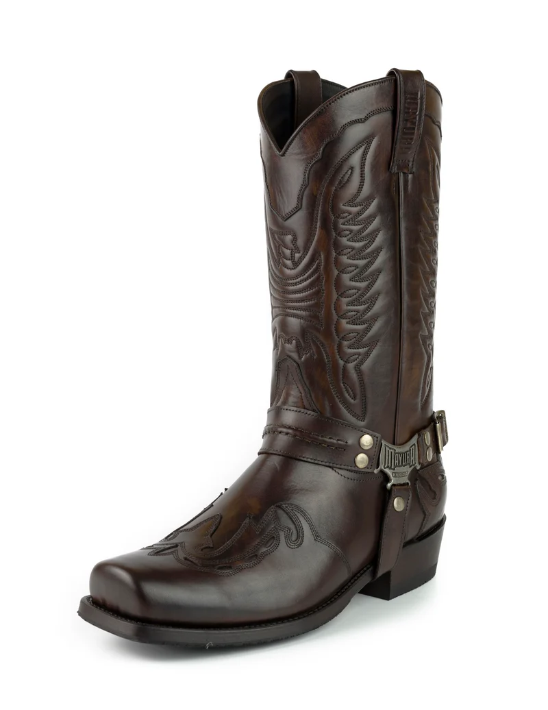 Herren Biker Motard Boots 2471 Handgefertigtes dunkelbraunes Leder