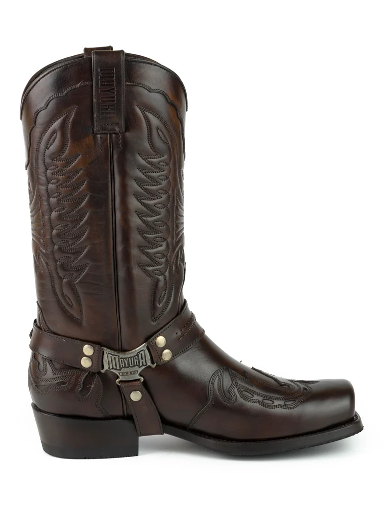 Herren Biker Motard Boots 2471 Handgefertigtes dunkelbraunes Leder