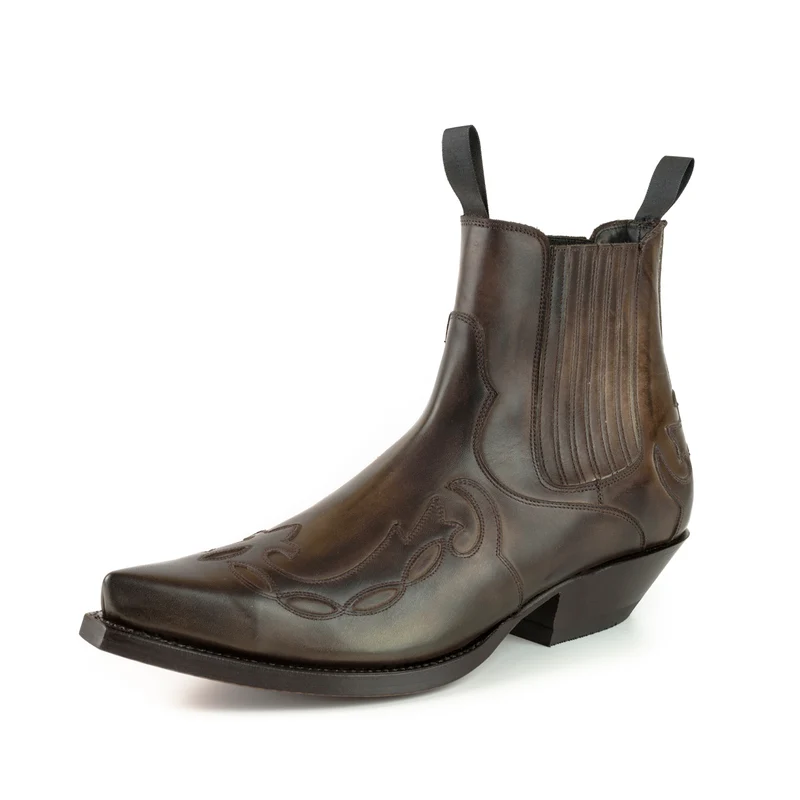 Cowboystiefel oder Stiefeletten für Damen und Herren, handgefertigt, dunkelbraunes Leder, Urban 1931