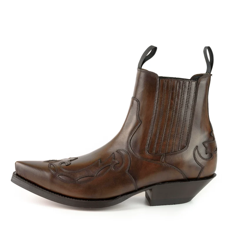 Cowboystiefel oder Stiefeletten für Damen und Herren, handgefertigtes braunes Leder, Urban Brown 1931