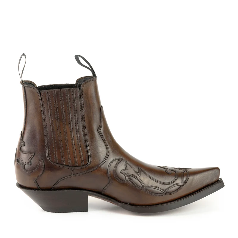 Cowboystiefel oder Stiefeletten für Damen und Herren, handgefertigtes braunes Leder, Urban Brown 1931