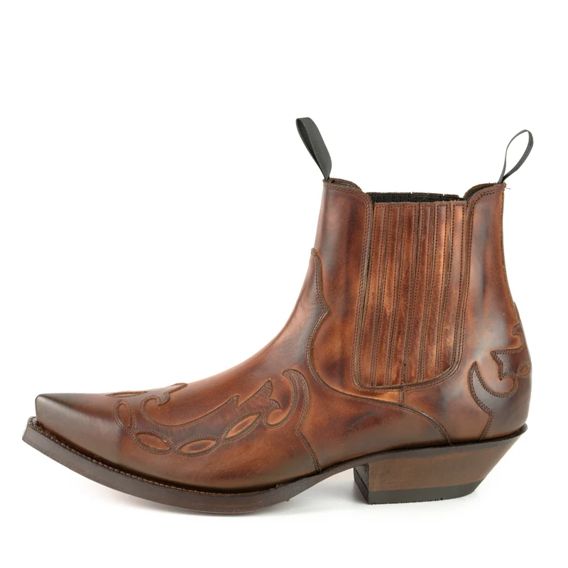 Cowboystiefel oder Stiefeletten für Damen und Herren, handgefertigt aus braunem Leder, Urban 1931
