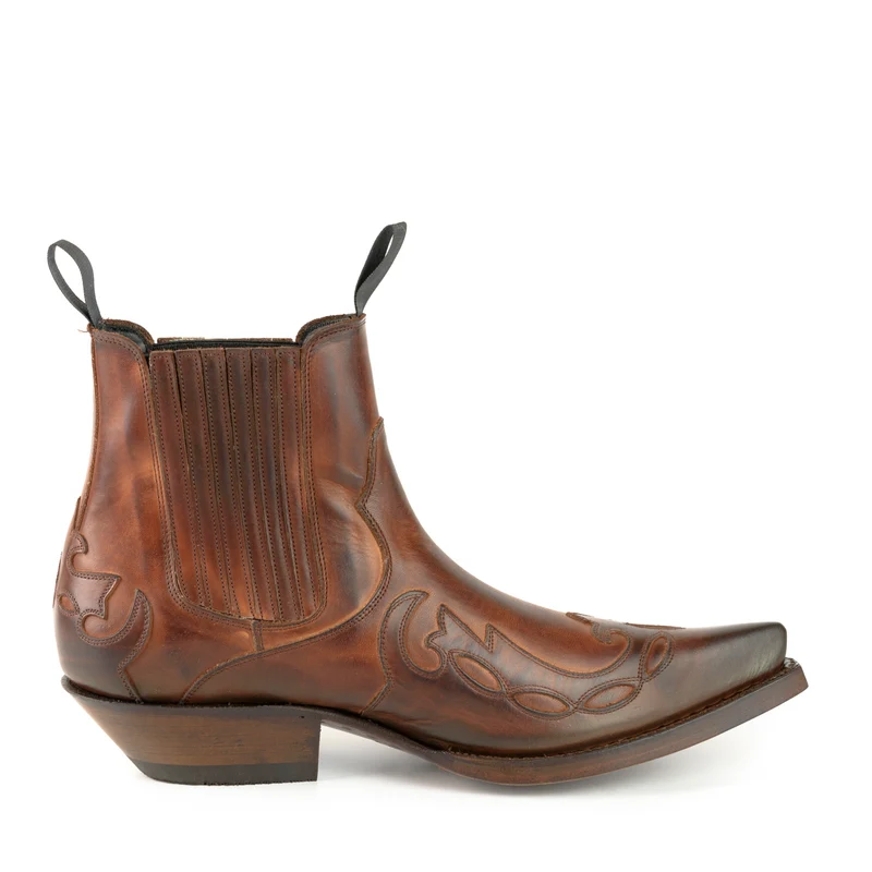 Cowboystiefel oder Stiefeletten für Damen und Herren, handgefertigt aus braunem Leder, Urban 1931