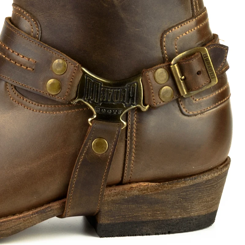 Herren- und Damen-Biker-Motard-Stiefel 005 aus braunem Leder