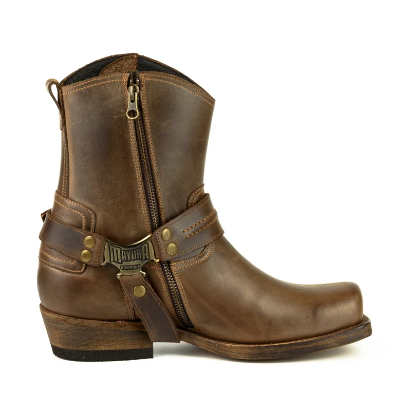 Herren- und Damen-Biker-Motard-Stiefel 005 aus braunem Leder