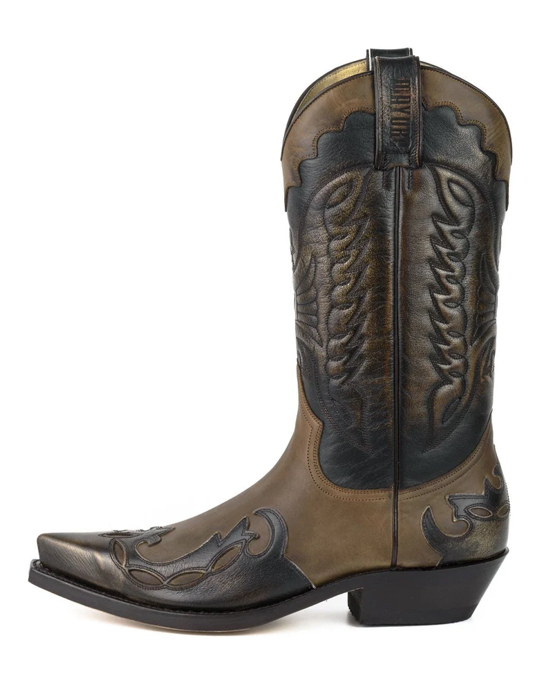 Cowboy-, Country- und Westernstiefel für Damen und Herren, 1927-C, braun-graues Leder | Sofort lieferbar | Größe 37/43