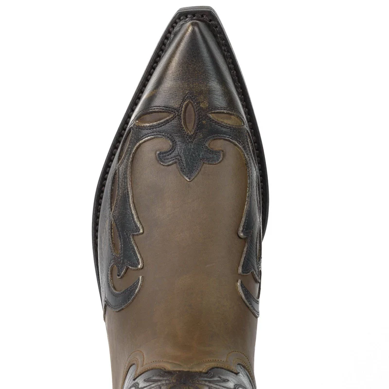 Cowboy-, Country- und Westernstiefel für Damen und Herren, 1927-C, braun-graues Leder | Sofort lieferbar | Größe 37/43