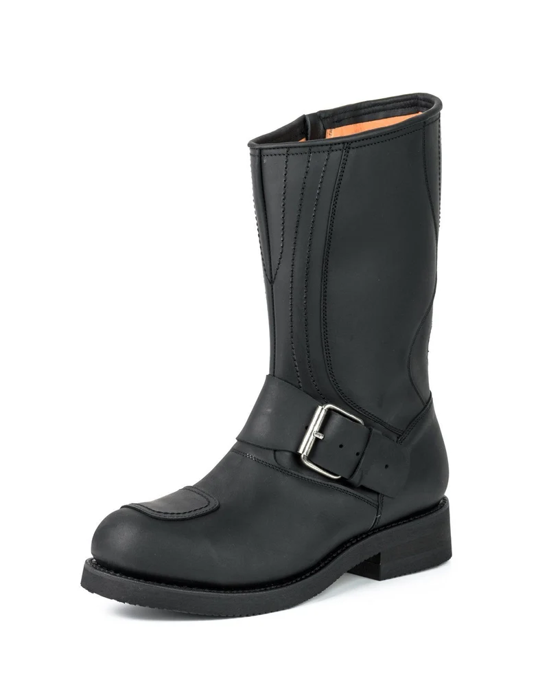 Herren- und Damen-Biker-Motard-Stiefel 1594-6 aus schwarzem Leder