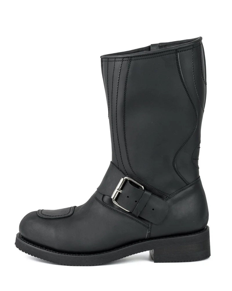 Herren- und Damen-Biker-Motard-Stiefel 1594-6 aus schwarzem Leder