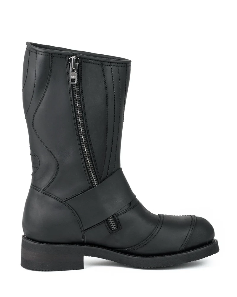 Herren- und Damen-Biker-Motard-Stiefel 1594-6 aus schwarzem Leder