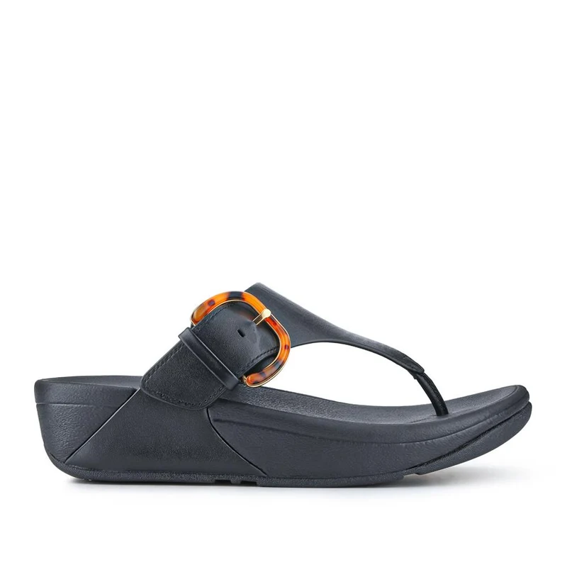 Leather Buckled Toe-Post Sandals - FITF41521 / 326 867 - Black