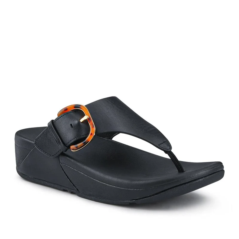 Leather Buckled Toe-Post Sandals - FITF41521 / 326 867 - Black