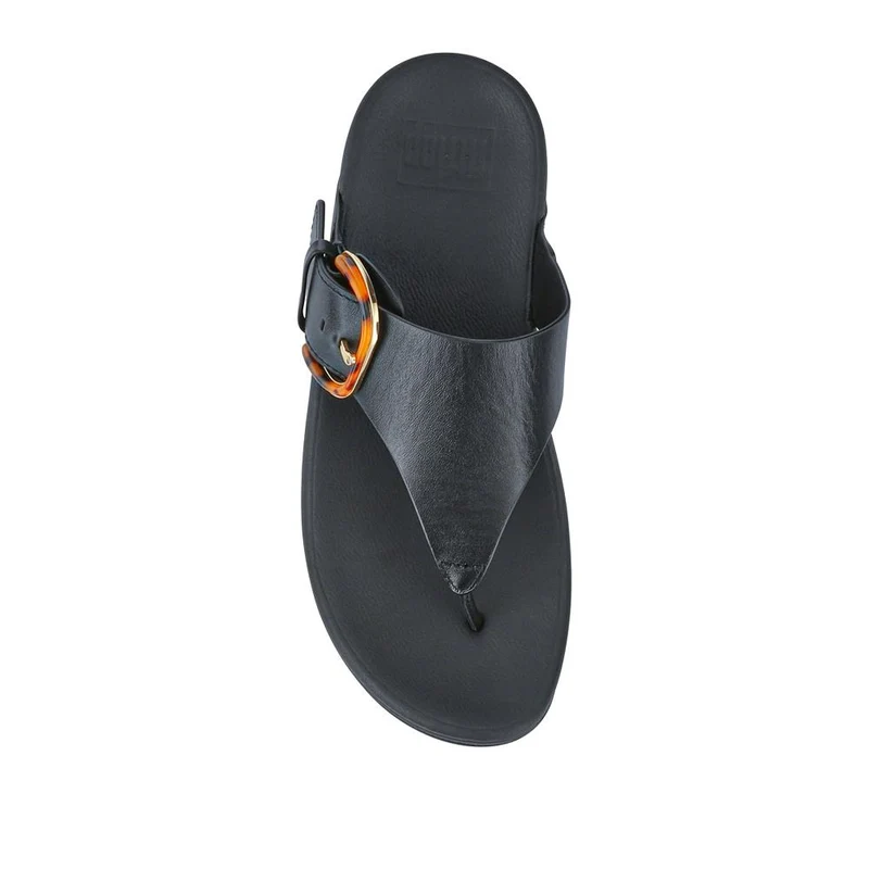 Leather Buckled Toe-Post Sandals - FITF41521 / 326 867 - Black