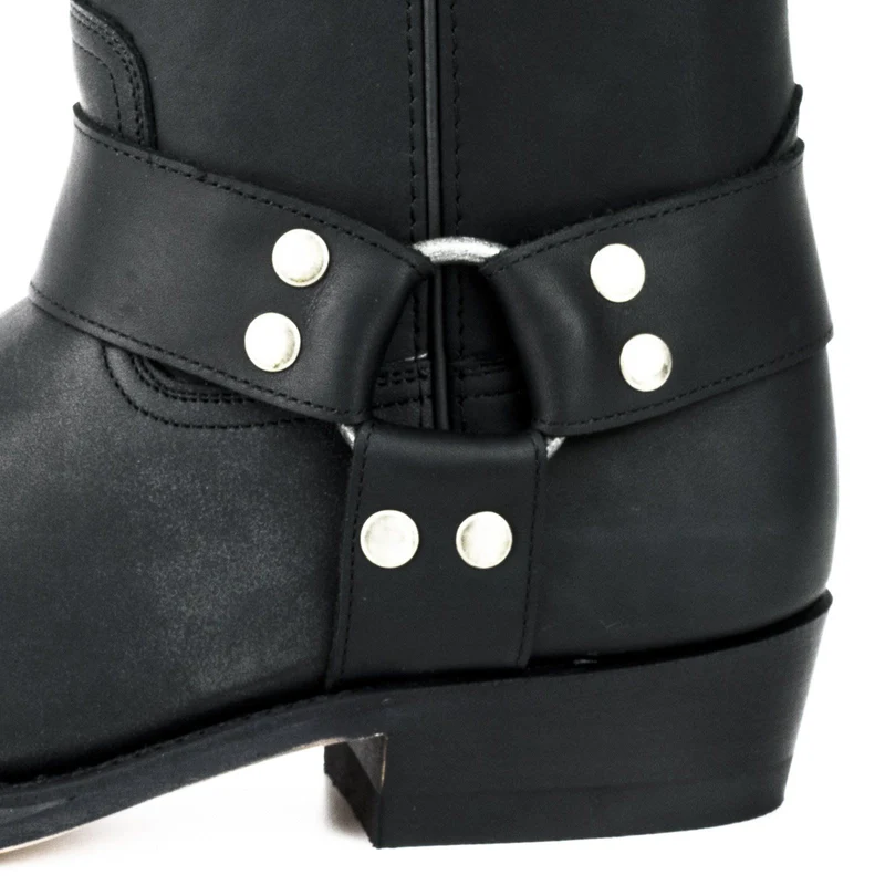 Bikerstiefel für Damen und Herren, Modell 01, Schwarzes Leder | Sofort lieferbar | Größe 42