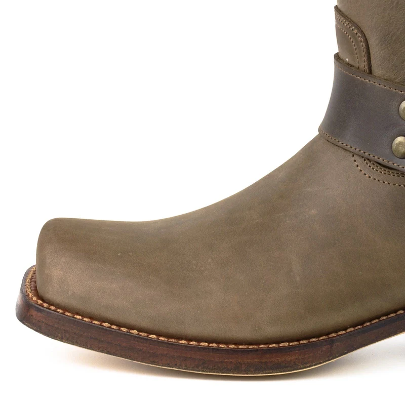 Herren- und Damen-Biker-Motard-Stiefel 01 aus braunem Leder