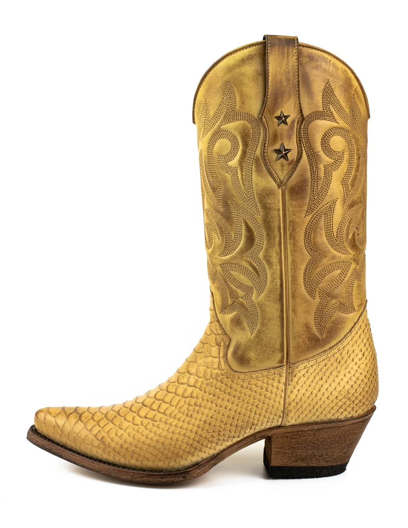 Damen-Cowboystiefel, Country- und Westernstiefel 2524, gelbes Leder | Sofort lieferbar | Größe 37