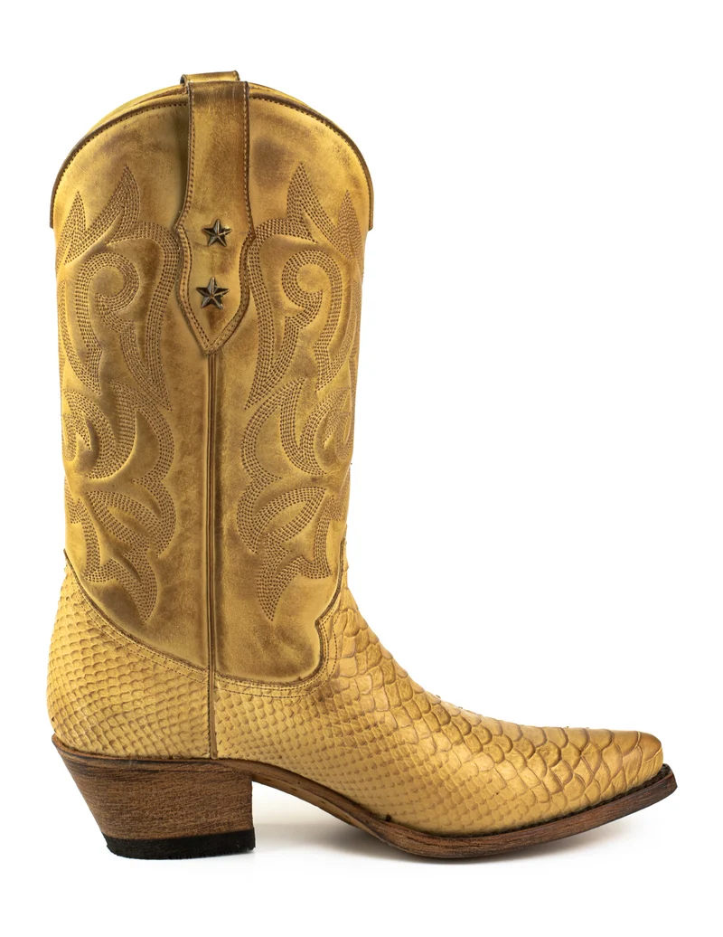 Damen-Cowboystiefel, Country- und Westernstiefel 2524, gelbes Leder | Sofort lieferbar | Größe 37