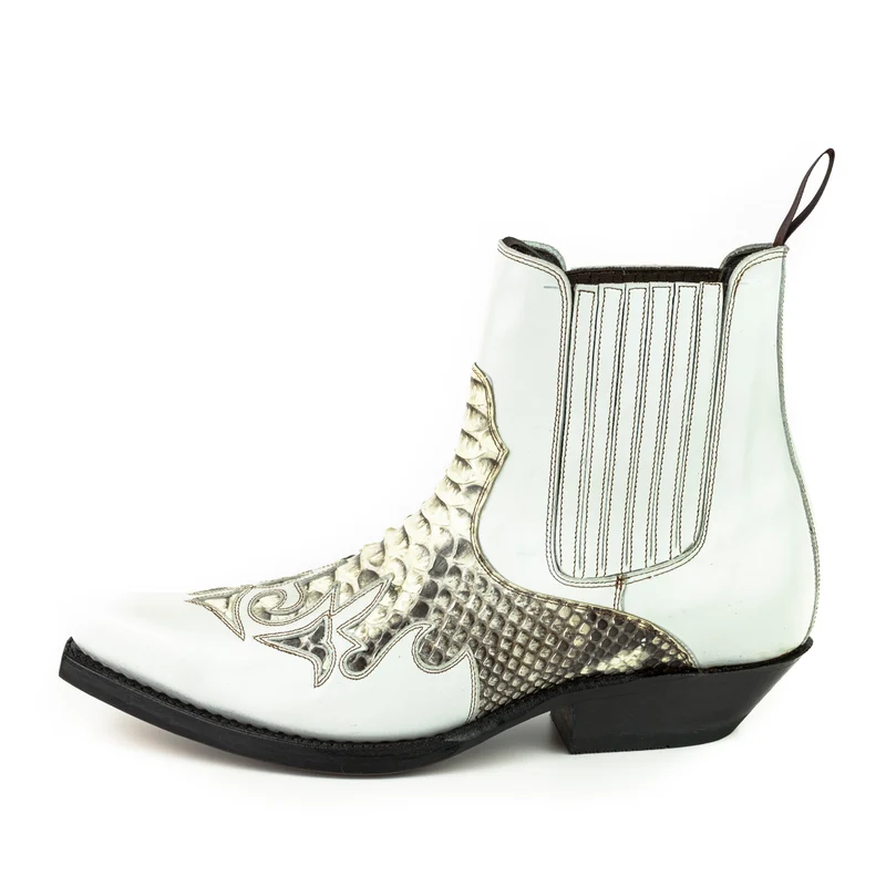 Urban Cowboy Boots für Damen und Herren, 2500 Weiß und Exotic White Leder | Sofort lieferbar | Größe 44