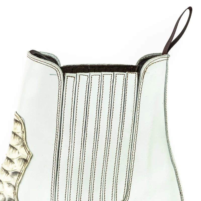 Urban Cowboy Boots für Damen und Herren, 2500 Weiß und Exotic White Leder | Sofort lieferbar | Größe 44