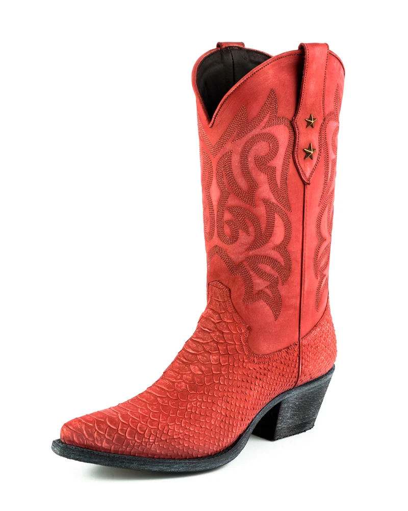 Country- und Western-Cowboystiefel für Damen 2524 aus gewaschenem rotem Leder