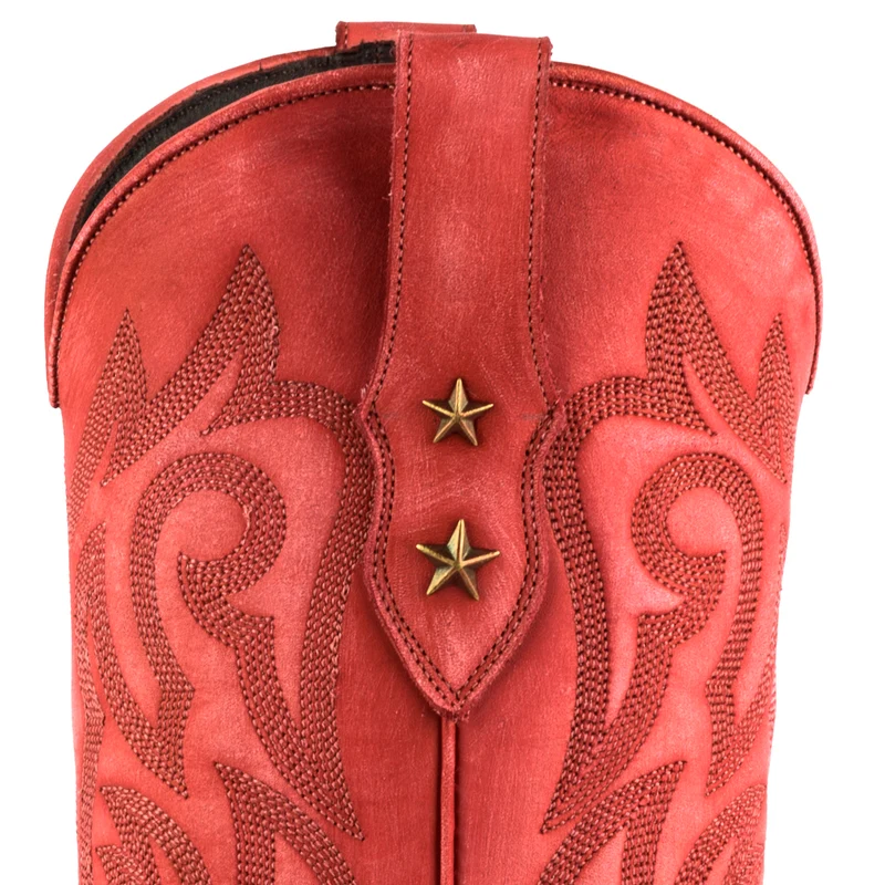 Country- und Western-Cowboystiefel für Damen 2524 aus gewaschenem rotem Leder
