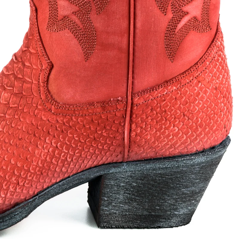 Country- und Western-Cowboystiefel für Damen 2524 aus gewaschenem rotem Leder