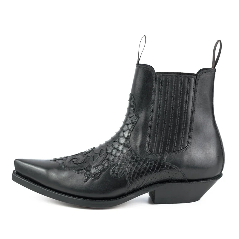 Urban Cowboy Boots für Damen und Herren, 2500 Schwarzes Leder und Exotic Black | Sofort lieferbar | Größe 41