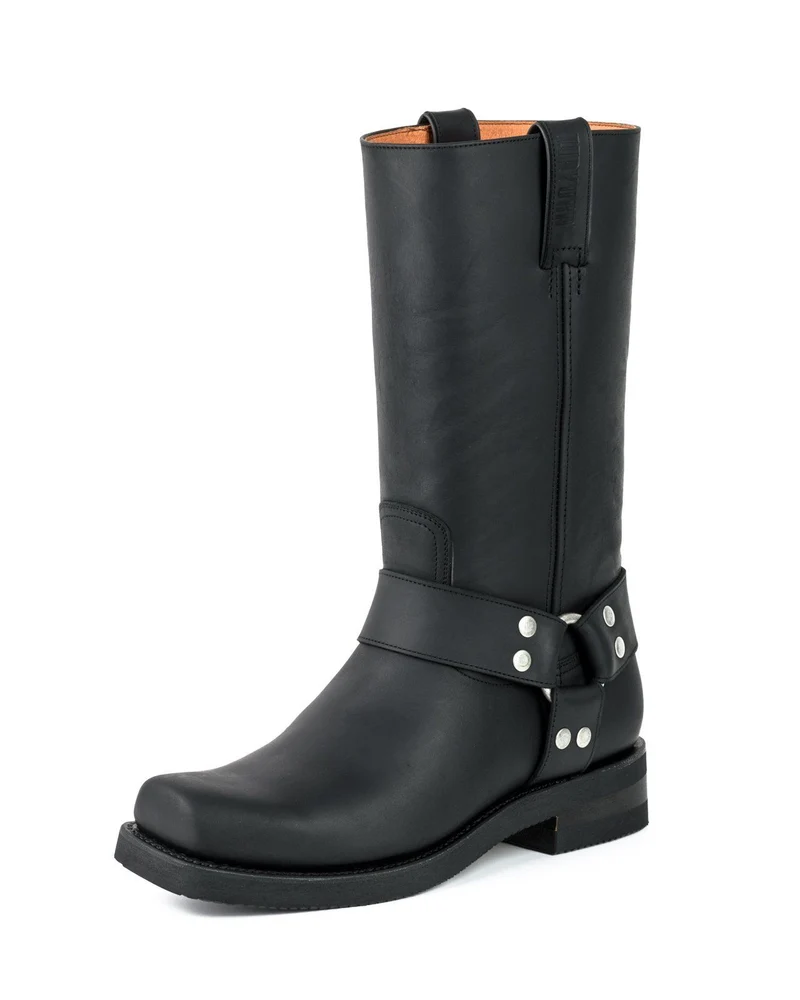 Bikerstiefel für Damen und Herren, Modell 1501-6, schwarzes Leder | Sofort lieferbar | Größe 40