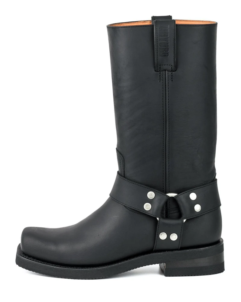 Herren- und Damen-Biker-Motard-Stiefel 1501-6 aus schwarzem Leder