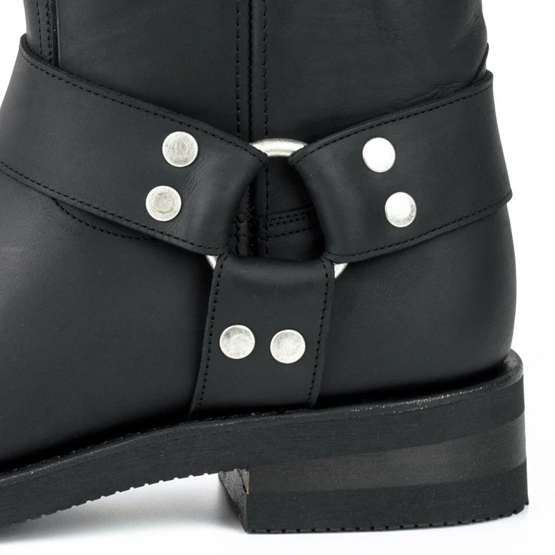 Herren- und Damen-Biker-Motard-Stiefel 1501-6 aus schwarzem Leder