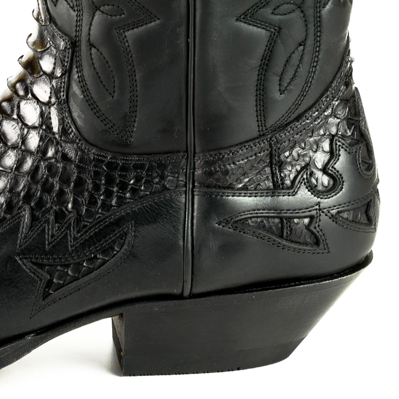 Cowboy-, Country- und Westernstiefel für Damen und Herren, 1935 C, schwarzes Leder und exotisches Schwarz | Sofort lieferbar | Größen 37/41/45