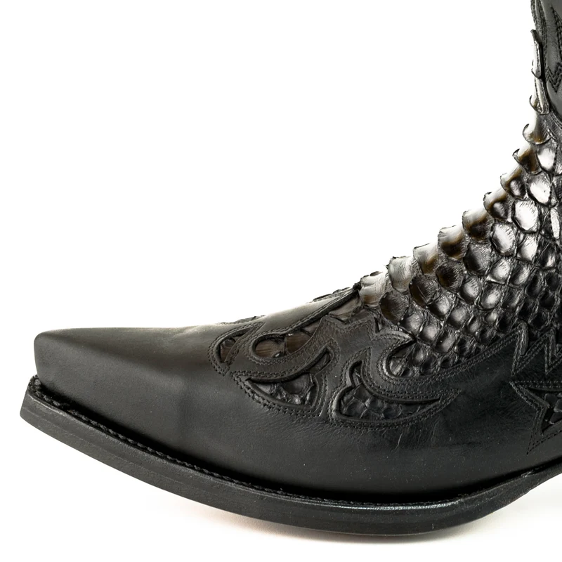 Cowboy-, Country- und Westernstiefel für Damen und Herren, 1935 C, schwarzes Leder und exotisches Schwarz | Sofort lieferbar | Größen 37/41/45