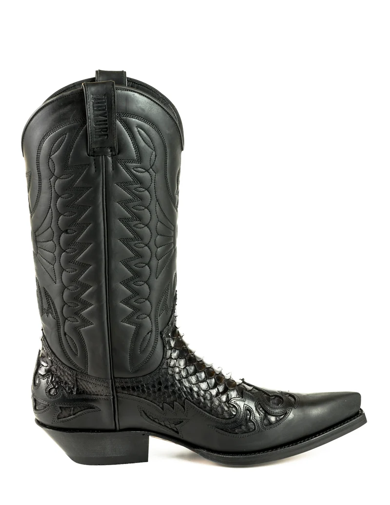 Cowboy-, Country- und Westernstiefel für Damen und Herren, 1935 C, schwarzes Leder und exotisches Schwarz | Sofort lieferbar | Größen 37/41/45